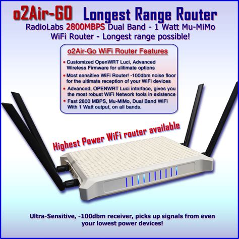 o2Air-Go - Long Range WiFi Router - 2800 MBPS FAST Gigabit