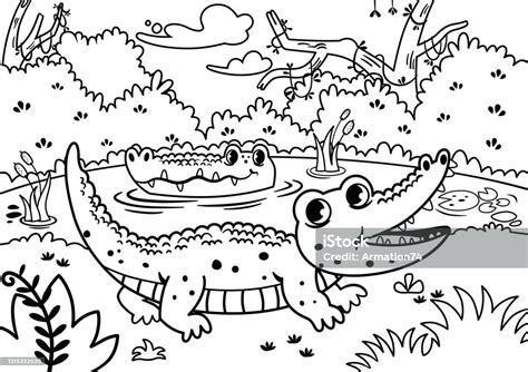 Buaya Hitam Putih Ilustrasi Stok - Unduh Gambar Sekarang - Rawa - Lahan basah, Aligator, Buaya ...