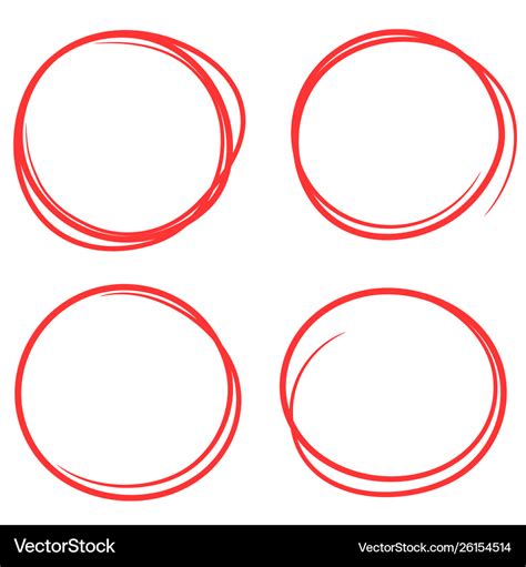 Set hand drawn red scribble circles Royalty Free Vector