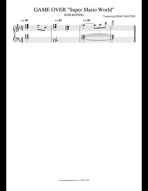 GAME OVER Super Mario World sheet music for Piano download free in PDF or MIDI