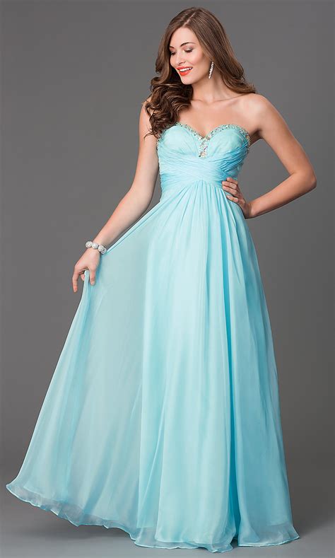 Mint Green Prom Gowns, Strapless Prom Dresses in