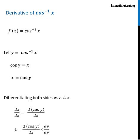 Differentiation of cos inverse x (cos^-1 x) - Teachoo [with Video]