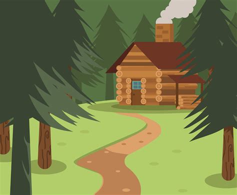 Cabin In A Woods Vector Vector Art & Graphics | freevector.com