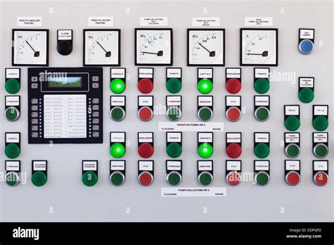 Many buttons and switches - control panel in a machine Stock Photo - Alamy