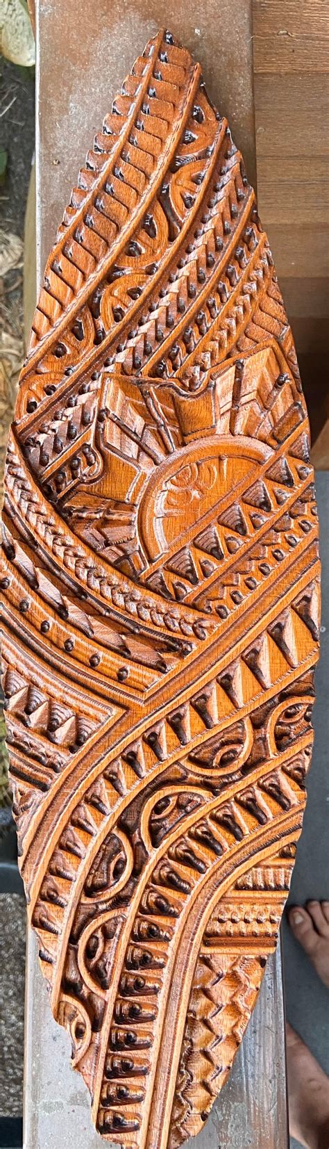 Hawaiian Wall Decor Koa wood carving surfboard art Tahitian | Etsy