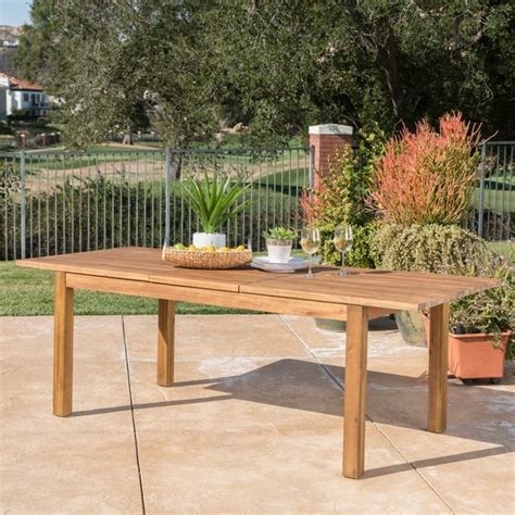 Wilson Outdoor Rectangle Expandable Acacia Wood Dining Table by ...