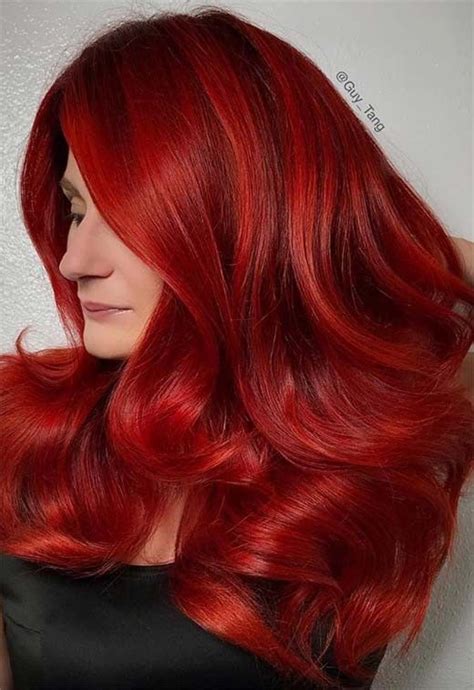 Crimson Red hair color | Shades of red hair, Red hair color, Bright red hair