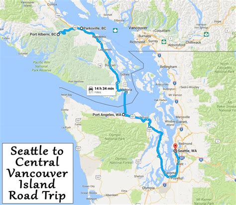 Vancouver island driving map - Vancouver island map driving distances (British Columbia - Canada)