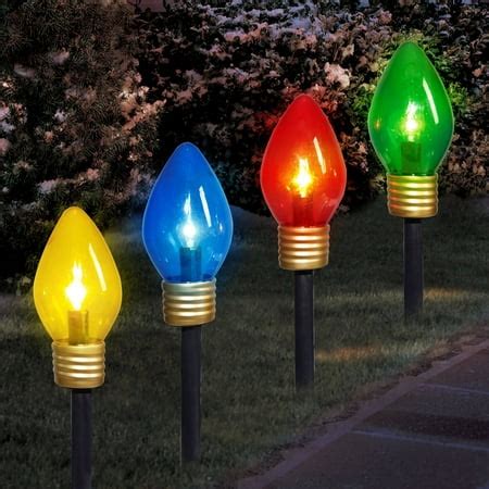 Holiday Time Christmas Lights Jumbo C9 Lighted Lawn Stake, 4-Piece Set – BrickSeek