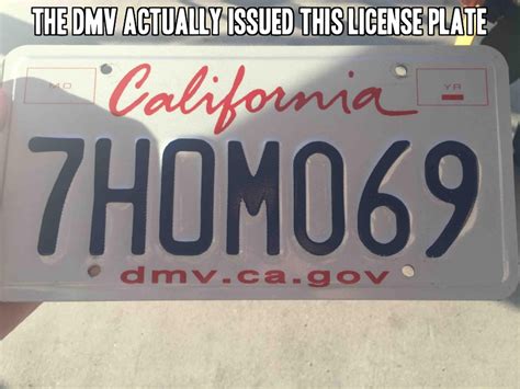 The DMV actually issued this license plate. - RealFunny