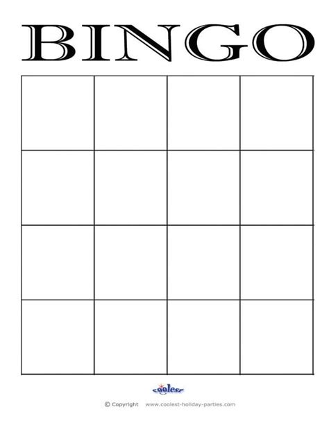 4X4 Blank Bingo Card Template | Bingo Template, Blank Bingo For Bingo Card Template Word ...