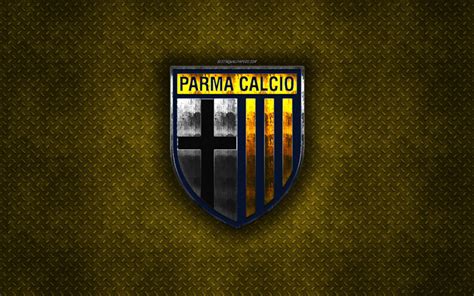 Download wallpapers Parma Calcio 1913, Italian football club, yellow metal texture, metal logo ...