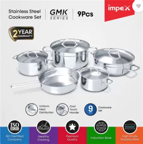 IMPEX 9 PCS COOKWARE SET STAINLESS STEEL – WESTORE