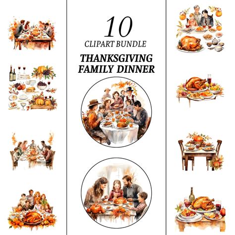 Thanksgiving Dinner Family Clipart, 10 High Quality Images, Dinner ...