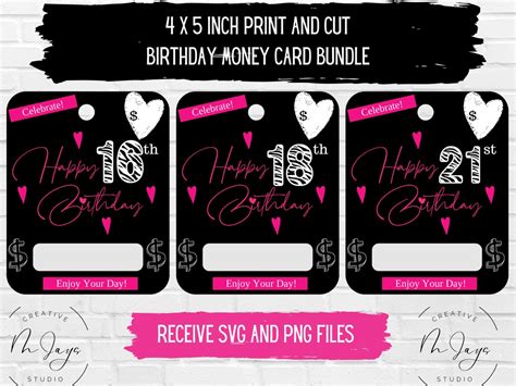 Printable Birthday Money Card, Money Card PNG, Money Card PNG Designs ...