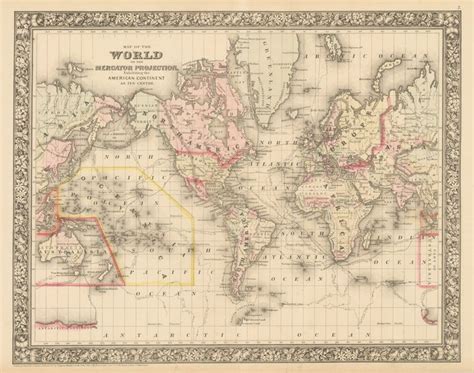 1860 Map of the World on the Mercator Projection, Exhibiting the ...