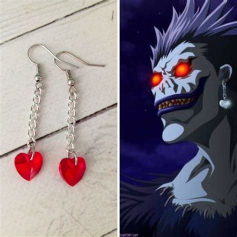 Ryuk inspired earring Death note jewelry Silver heart earrings | Etsy