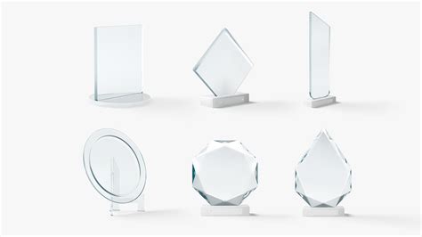 ArtStation - Glass Award Trophy Shapes - crystal plaque trophies set ...