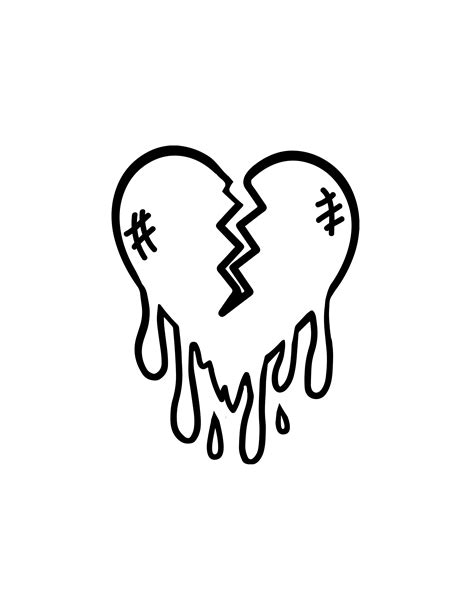 Broken Heart Outline SVG