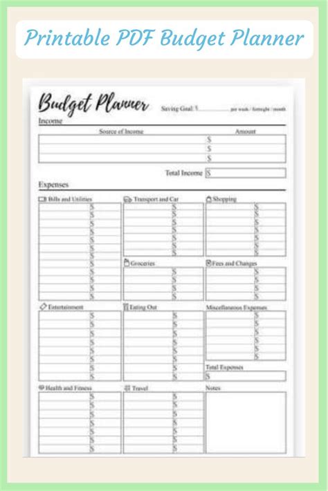 A simple easy to use budget planner to track your income, expense and saving on weekly ...