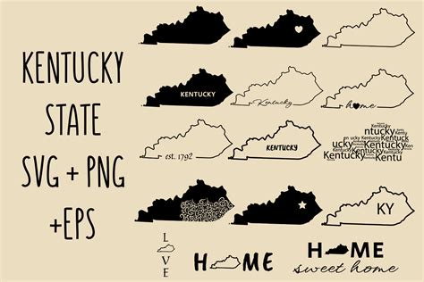 Kentucky SVG Bundle Outline Clipart Graphic by svgxoxo · Creative Fabrica