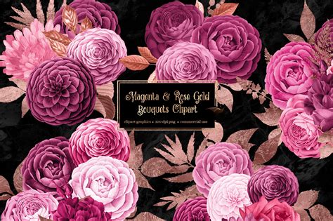 Magenta and Rose Gold Bouquets Clipart - art.miraikun.sbs