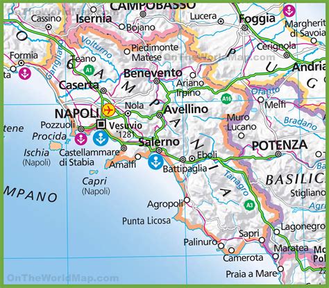 Large map of Campania - Ontheworldmap.com