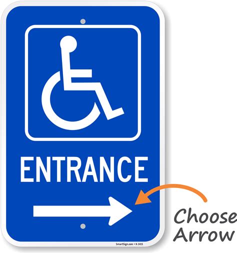 ADA Handicapped Entrance Sign with Arrow, SKU: K-1415