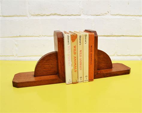 Vintage Wooden Book Ends Pair of Simple Wood Bookends | Etsy UK ...