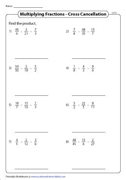 Multiplying Fractions with Cross Cancelling Worksheets - Worksheets Library