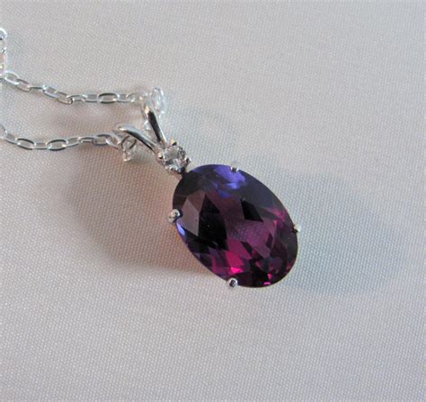 Alexandrite Accent Necklace in Sterling Silver, 14x10mm Alexandrite | Ideas joyería, Piedras ...