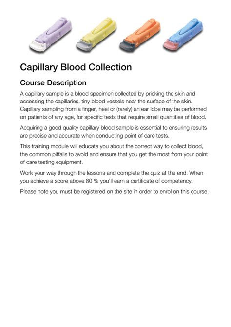 Capillary Blood Collection