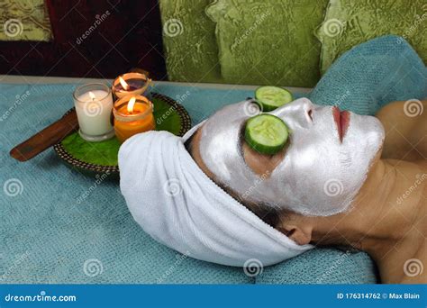 Face mask and cucumber stock photo. Image of health - 176314762