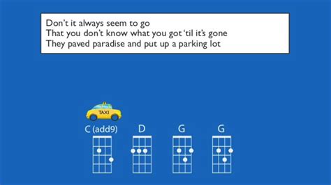 Big Yellow Taxi Ukulele Play Along Chords - Chordify