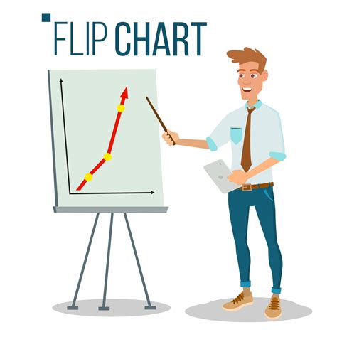 Flip Chart Seminar Concept Vector. Man Showing Presentation. Flat Cartoon Isolated Illustration ...