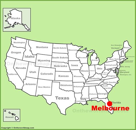 Melbourne location on the U.S. Map - Ontheworldmap.com