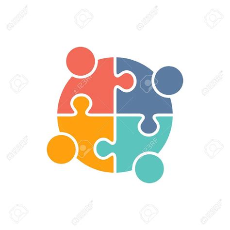 Teamwork People Puzzle Pieces. Vector Graphic Design Illustration Royalty Free Cliparts, Vec ...