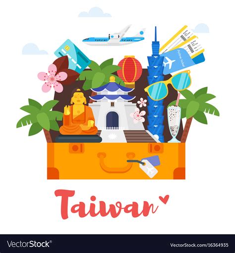 Taiwan cultural symbols Royalty Free Vector Image