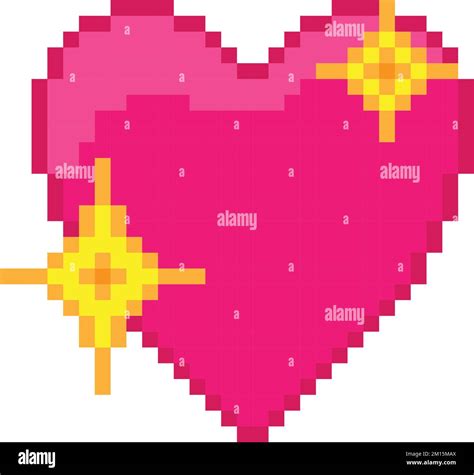 A clipart of a sparkling pink heart emoji with pixels isolated on the ...