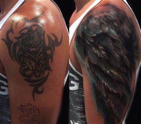 Top 101 Best Wing Tattoo Ideas - [2021 Inspiration Guide] | Shoulder cover up tattoos, Cover ...