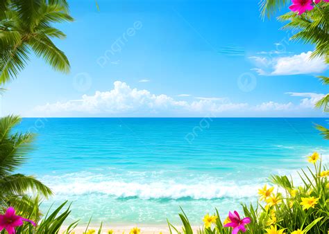 Beautiful Beach On An Island In Summer Weather Suitable For Tourist Activities Background ...