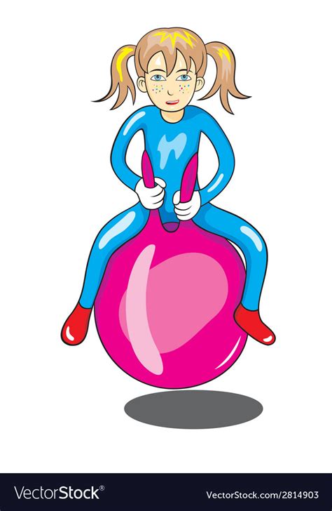 Girl with a bouncing ball Royalty Free Vector Image