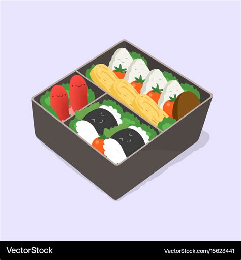 Ute bento japanese lunch box funny cartoon food Vector Image