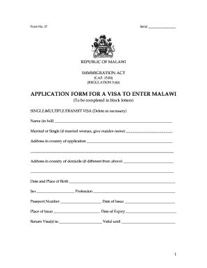 Malawi Passport Forms Pdf - Fill and Sign Printable Template Online