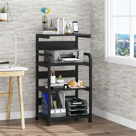 Tribesigns 4-Tier Mobile Printer Stand with Storage Shelves, Modern Large Printer Cart Desk ...