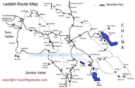 Ladakh Map, India (Tourist Routes to Leh, Nubra, Changthang, Kargil, Zanskar ) | The Travelling ...