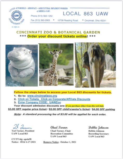 Discount Cincinnati Zoo Tickets | UAW LOCAL 863