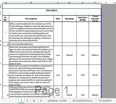 Bill of Quantities (BOQ) Building - Civil Engineers PK