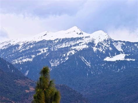 Three Himalayan Peaks of Shivalik Range - Blue Mountains Covered by White Snow with Cloudy Sky ...