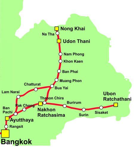 Map of Thailand’s North Eastern Train Line | Thailand Trains